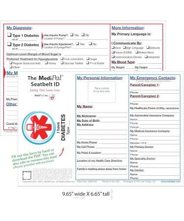 Diabetes Alert Seat Belt Cover | Medical ID for Type 1 & 2 Diabetics | Customize Meds Allergies & Emergency Info | Health History + PDF by MediPal - Buy Online on GoSupps.com