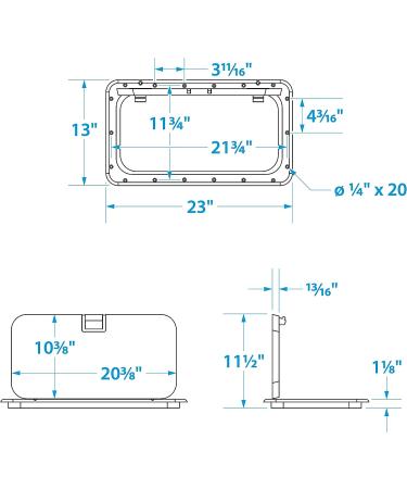 Seachoice 10 x 20 Stainless Steel Hatch with White Handle - Buy Online on GoSupps.com