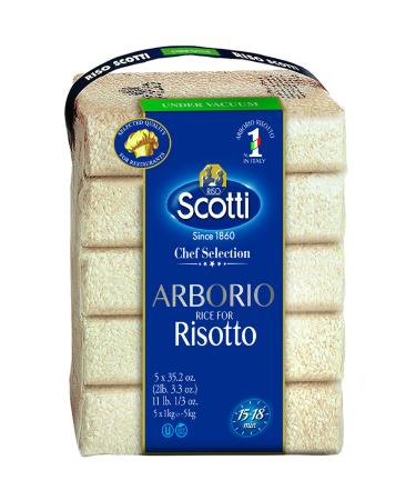 Arborio Rice for Risotto, 11 lbs (5x1 kg) Product of Italy, Chef Selection, Gluten Free, Non-GMO, Vacuumed Packed, Riso Scotti