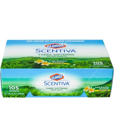 Scentiva Fabric Softening Dryer Sheets - Fresh Brazilian Blossoms Scent | 105 Count Pack (2) | Laundry Softener for Fresh & Clean Clothes - Buy Online on GoSupps.com