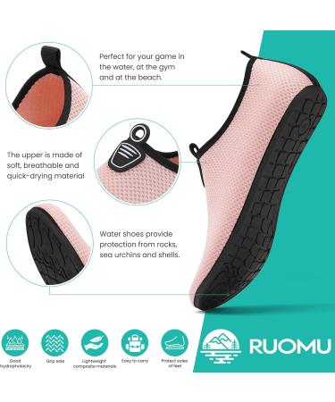 Ruomu Fast Drying Bathing Shoes for Women & Men | Slipproof Aqua Shoes | Lightweight Beach & Surf Footwear | Size 38 EU - Pink - Buy Online on GoSupps.com