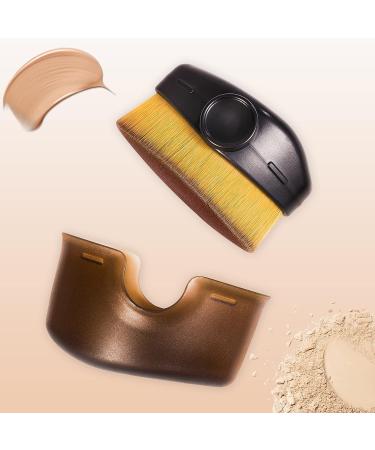 Portable Flat Top Foundation Makeup Brush for Blending Liquid & Cream Cosmetics - Black/Brown - Buy Online on GoSupps.com