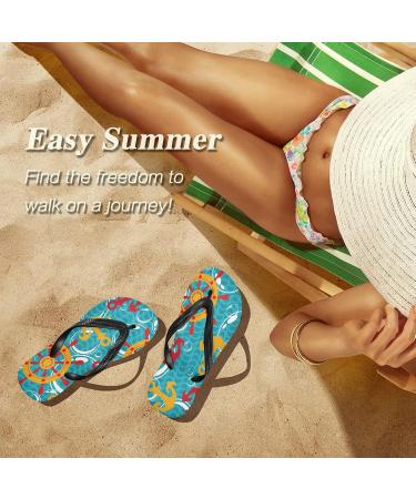 Mnsruu Nautical Sea Anchor Flip Flops - Stylish Multicolor Footwear for Home Hotel Spa & Travel | Unisex Sizes Available - Buy Online on GoSupps.com