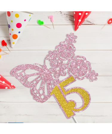 Tenhaisi Pink & Gold 3D Butterfly Flower Sign 15 Cake Topper - Happy 15th Birthday/Anniversary Party Decoration 3D Cake Topper- Girls 15th Birthday Party Supplies - Buy Online on GoSupps.com