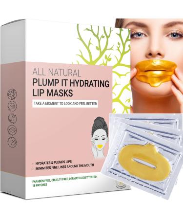 PLUMP IT Moisturizing Lip Mask by Doppeltree (18 patches) - lip plumper, moisturizer for dry lips, chapped lip care and repair, conditioning lip exfoliator treatment - Formulated in San Francisco