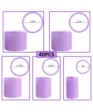 40 Pack Jumbo Velcro Hair Rollers for Long Hair - No Heat Curlers with Clips & Comb - Purple - Buy Online on GoSupps.com