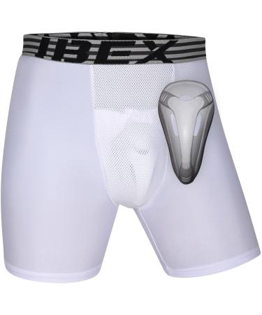 IBEX ATHLETIC Youth Compression Shorts with Protective Cup - Youth Cup Underwear with Cup, Boys Compression Shorts - (Youth) X-Large