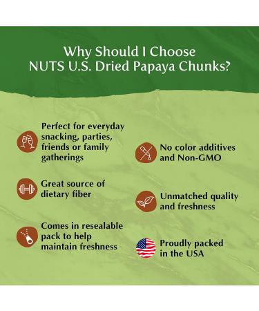 NUTS U.S. Unsulphured Dried Papaya Chunks 4 lbs - Low Sugar, No Color Added, NON-GMO, Gluten Free, Vegan Snacks - Buy Online on GoSupps.com
