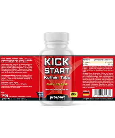 Prosport KICK START Caffeine Tabs - 200 Pieces 140g Can | Boost Energy & Focus - Fast International Shipping - Buy Online on GoSupps.com