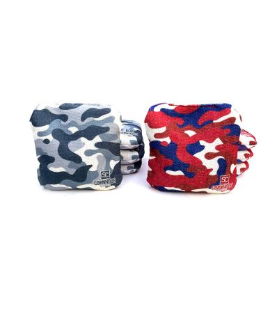SC Cornhole Games Professional Dual Sided Cornhole Bags- 16 oz 6x6 w/ Premium Resin Fill - Official Tournament Slide/Stick Pro Bean Bags - Regulation/Approved Red Camo/Grey Camo