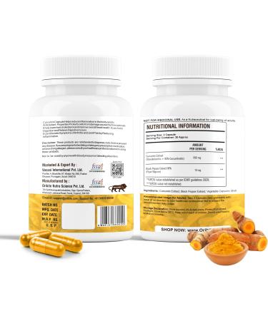 ORIBITE Curcumin with Black Pepper High Absorption Turmeric Root Extract Supplement for Joint Heart & Immune Support Natural Antioxidant & Inflammation Response Support 60 Capsules Non-GMO - Buy Online on GoSupps.com