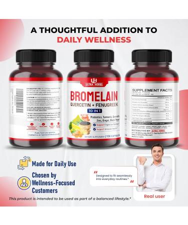 Bromelain Supplement with Quercetin, Zinc, Fenugreek, Turmeric, Ginger, Black Pepper & Probiotics - Supports Digestion, Joint Health & Nutrient Absorption | 150 Capsules 150 count (pack of 1) - Buy Online on GoSupps.com