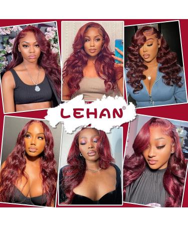 Burgundy Lace Front Human Hair Wig 22inch 99j Body Wave 180% Density for Black Women - Pre Plucked, HD Transparent, Glueless - Buy Online on GoSupps.com