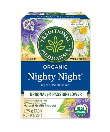 Traditional Medicinals - Organic Nighty Night Herbal Tea (Pack of 1) - Natural Sleep Aid containing Passionflower and Chamomile - 16 Tea Bags Total Nighty Night 16 Count (Pack of 1)