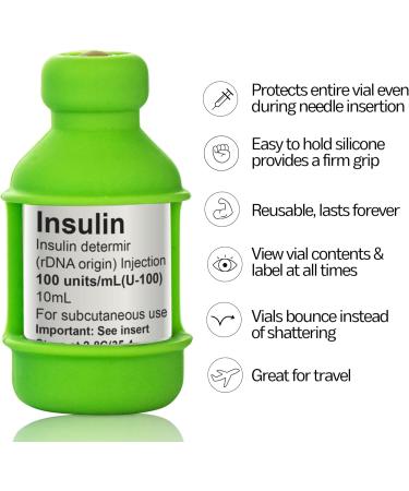 VIAL SAFE Insulin Bottle Protector Case - 3-Pack Lt. Green | Reusable & Durable Silicone Sleeve for Diabetes - Buy Online on GoSupps.com