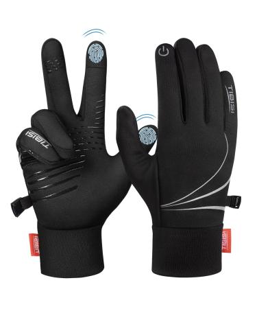 Tanstc touchscreen warm gloves men winter winter gloves bike gloves running gloves ski gloves sport elastic light breathable for motorcycle camping hiking XL black-tm04