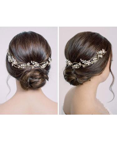 SWEETV Gold Bridal Headpiece | Pearl Wedding Headband with Flower Design - Buy Online on GoSupps.com