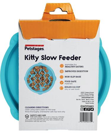 Petstages Kitty Slow Feeder Cat Bowl in Blue - Reduce Eating Speed and Promote Healthy Digestion - Buy Online on GoSupps.com