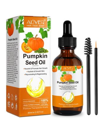 Organic Pumpkin Seed Oil 100% Pure Cold Pressed Pumpkin Seed Oil for Hair Growth Boost Hair Growth for Eyelashes Eyebrows & Dry Damaged Hair Moisturizer Face Hair Body & Skin Care (1PCS) 60.00 ml (Pack of 1)