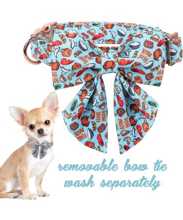 Unique Style Paws Adjustable Cotton Dog Collar with Fly | Comfortable Turkey Fly Collar for Girls | Metal Buckle Size L (Neck 40.6-61 cm) - Perfect for Turkish Parties - Buy Online on GoSupps.com
