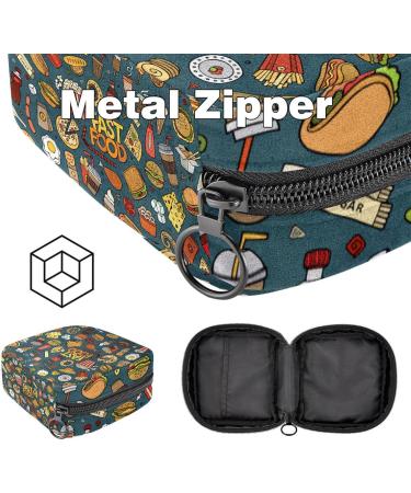 Colorful Cartoon Fast Food Women's Menstrual Bag - Portable Storage for Pads & Cups with Zipper - Ideal for Teens - Buy Online on GoSupps.com