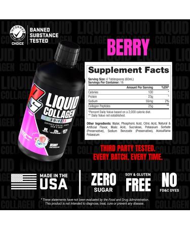 PROSUPPS Amino23 Liquid Collagen Shots Berry - Collagen Peptide Post Workout Supplement Supports Healthy Aging Joints Skin & Hair - Gluten-Free & Zero Sugar - 16 Servings - Buy Online on GoSupps.com