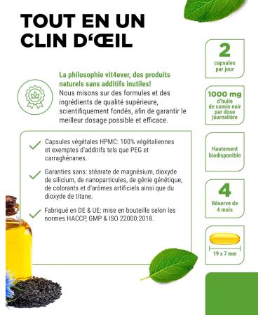 Organic black cumin oil - 240 vegan capsules - highly dosed: 1000mg of Egyptian black cumin oil per daily dose - including 50% linoleic acid - cold pressed - 100% vegetable - Buy Online on GoSupps.com