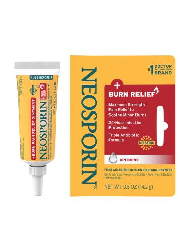 Neosporin Dual Action Burn Relief & First-Aid Antibiotic Ointment for 24-Hour Infection Protection & Maximum Strength Burn Pain Relief, Made with Bacitracin Zinc, Neomycin, & Pramoxine HCl.5 oz