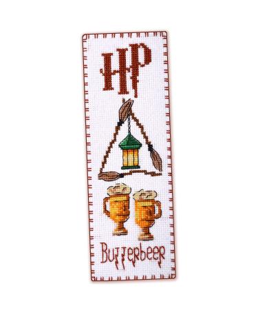 Counted Cross Stitch Bookmark kit 'The Three Broomsticks'- DIY Hand Embroidery Bookmark Set, 2.36 in  7.70 in (6  19.5 cm), KSK
