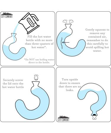 CityComfort Neck Hot Water Bottle with Removable Fleece Cover - Wrap Around Hot Water Bottle for Body, Neck, and Shoulder - Pampering Gift Idea for Men and Women - Light Grey - Buy Online on GoSupps.com