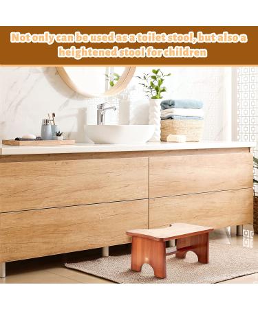 Bamboo Toilet Squatting Stool - Non-Slip Bathroom Step Stool for Adults & Kids - 6.7 Height (Dark Brown) - Buy Online on GoSupps.com
