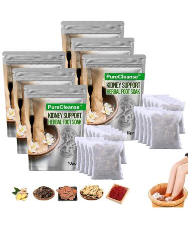 PureCleanse Kidney Support Herbal Foot Soak, Lymphatic Drainage Ginger Foot Soak, Natural Mugwort Herb Foot Soak, Ginger Foot Bath Bag - Pure Cleanse Kidney Support Herbal Foot Soak (60PCS)