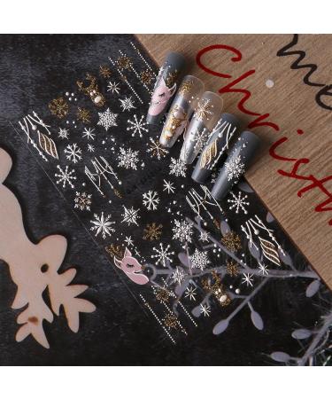 JMEOWIO 3D Embossed Christmas Glitter Nail Art Stickers Decals Self-Adhesive 5D Snowflake Xmas Winter Holiday Gold Nail Supplies Nail Art Design Decoration Accessories 4 Sheets - Buy Online on GoSupps.com