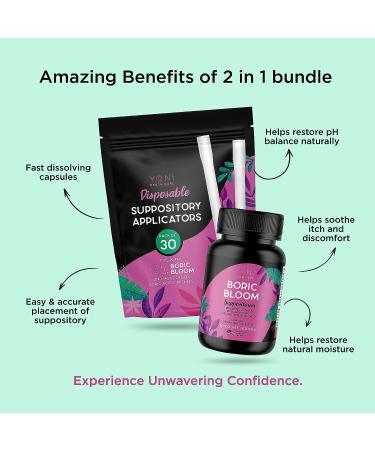 Boric Acid Suppositories & Applicator Bundle - 30 Suppository / 30 Applicators for Vaginal pH Balance, BV Odor Control & Feminine Care - Buy Online on GoSupps.com