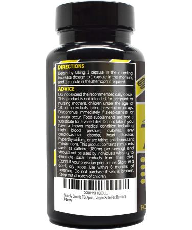 Simply Simple T6 Xplosion Vegetarian Weight Management Supplements | Boosts Metabolism & Energy | Vitamin B, D & Caffeine | 90 Count | Made in UK - Buy Online on GoSupps.com
