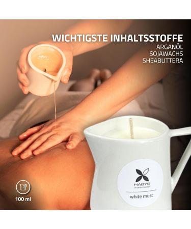 Buy Haby's Nature Massage Candle - White Mus 100ml | Relaxing Fragrance with Shea Butter Soy Wax & Argan Oil for Soft & Hydrated Skin - Buy Online on GoSupps.com