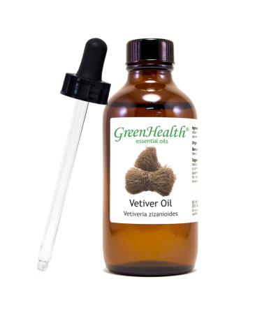 GreenHealth Vetiver 4 fl oz (118 ml) Glass Bottle w/Glass Dropper 100% Pure Essential Oil