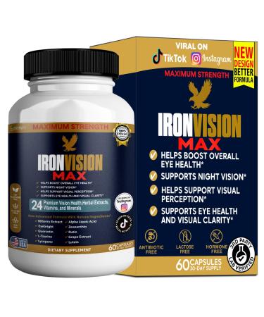 GREENVIFY IronVision Max Eye Health Supplement 24 Premium Vitamins & Minerals Lutein Bilberry Extract 60 Capsules (1)