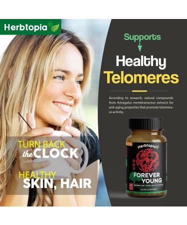 Herbtopia Forever Young Longevity Supplement - Immunity Support & Anti Gray Hair with Ginseng, Astragalus, Lions Mane, Reishi Mushroom, Codonopsis | Organic - Buy Online on GoSupps.com