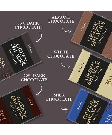 Green & Black's Chocolate Gift Set - 85% Dark, 70% Dark, Milk with Almonds, White - 6 Organic Bars - Buy Online on GoSupps.com