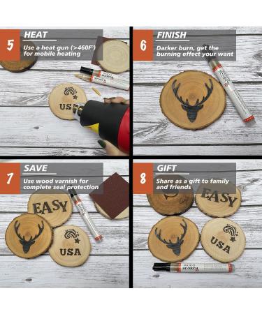 SUIUBUY 2 PCS Chemical Wood Burning Pen Marker  Wood Scorch Pen - Heat Sensitive Marker for Wood and Crafts - Equipped with Oblique Tip and Bullet Tip for Easy Use - New Formula - Buy Online on GoSupps.com