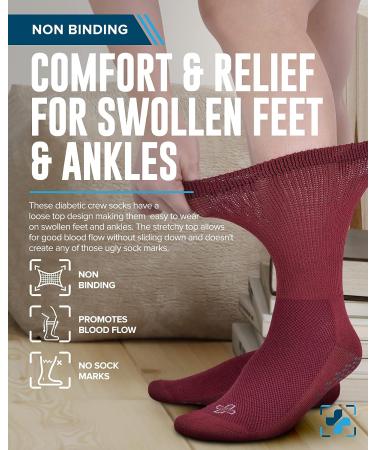 Diabetic Non Binding Socks for Women and Men - 4 Pairs Gripper Socks in Medium Size - Pink, Green, Red, Purple - Buy Online on GoSupps.com