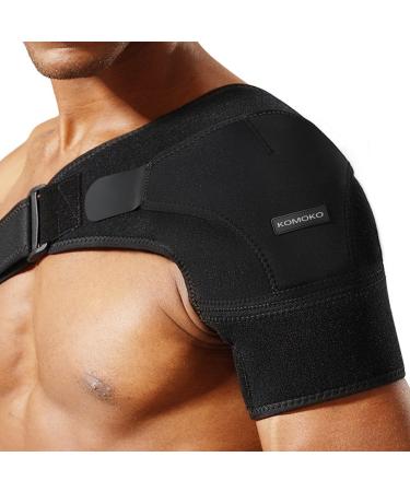 Komoko Shoulder Brace Rotator Cuff Support Brace and Arm Sling for Pain Relief Shoulder Compression Sleeve for Preventing Strains and Dislocation Adjustable Fits Left and Right Arm Men & Women Black