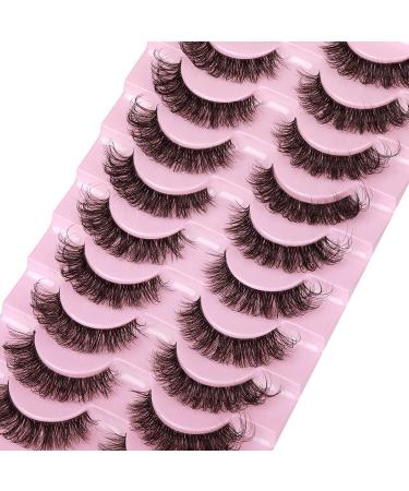 HeyAlice 10 Pairs Fluffy Mink Eyelashes - Natural Wispy Cat Eye 5D Strip Lashes (Clear Band) - Buy Online on GoSupps.com