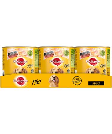 Pedigree plus dog food wet food with mark bones and beef in sauce 12 cans (12 x 800g) 9.6 kg (1 -pack) mark bone and beef in sauce