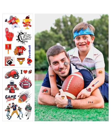 Howaf 100+PCS American Football Temporary Tattoos - Super Bowl Fake Tattoos for Kids & Adults | Rugby Face Stickers for Sports Fans | Waterproof Body Tattoos for Football Events - Buy Online on GoSupps.com