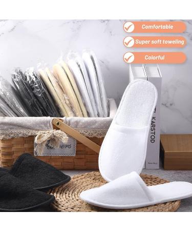 12 Pairs Non Slip Disposable Indoor Slippers - Closed Toe Bridesmaids Slippers for Guests - Hotel Interiors, Travel, Daily Home Use (Black/Gray/White/Beige) - Buy Online on GoSupps.com
