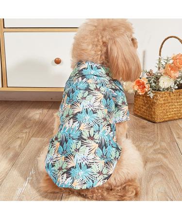 Yanmucy Hawaiian Shirt for Small Dogs - Cool & Breathable Summer Pet Clothing - 2 Piece Palm Leaf Pattern - Buy Online on GoSupps.com