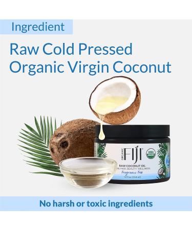 Organic Fiji Raw Cold Pressed Coconut Oil 12 oz for Hair, Skin, Face & Body | Massage Oil for Women, Men & Baby - Buy Online on GoSupps.com