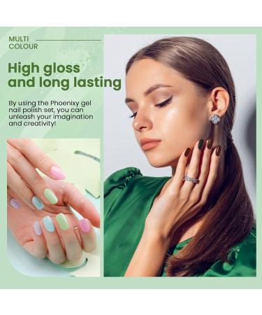 Phoenixy Gel Nail Polishes 24pcs 10ml UV Gel Nail Polish Set Autumn Colours Valentine's Day Halloween Starter Nail Varnish Set Gift Set for Women 24 pcs green blue series - Buy Online on GoSupps.com